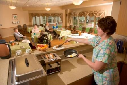 Serving breakfast with Food and Nutrition at St. Francis Nursing Home